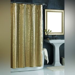 *BATHROOM SET* Beautiful Metallic Gold Shower Curtain, Towels, and accessories